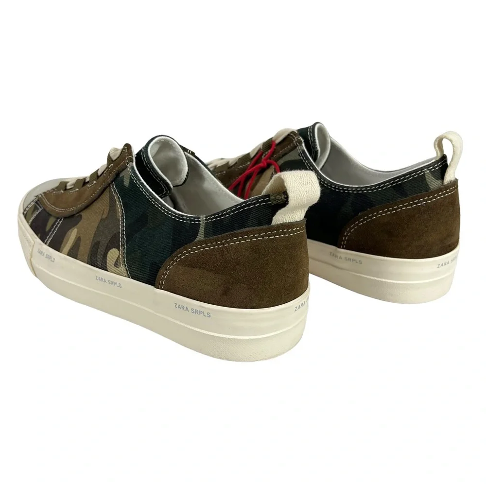 Zara SRPLS Men’s 8 Camo Sneakers NWT Low Top Lace Up Casual‎ Shoe Army Green